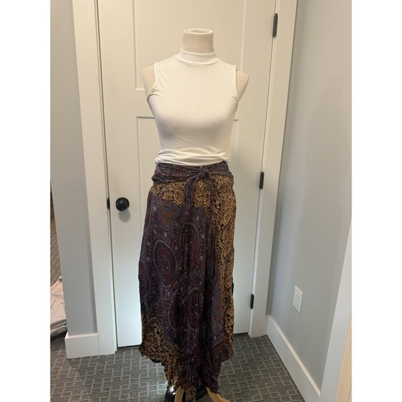 Floral Peasant Boho Tiered Maxi Skirt One Size M/L Cottage Core Festival Gypsy - Picture 1 of 5